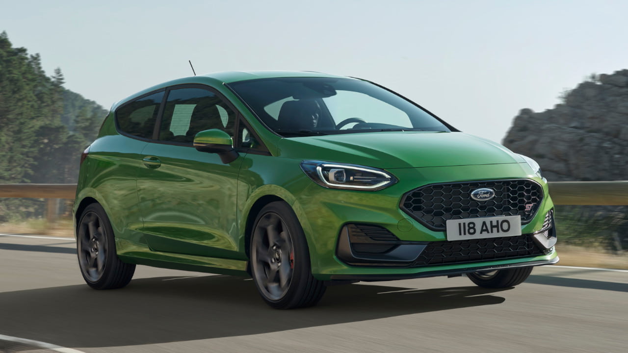 Green Ford Fiesta ST Exterior Front Driving