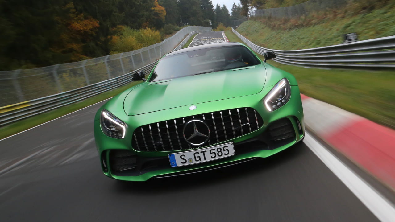 Green Mercedes-AMG GT R Exterior Front Driving
