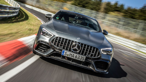 Grey Mercedes-AMG GT Coupe Exterior Front Nurburgring