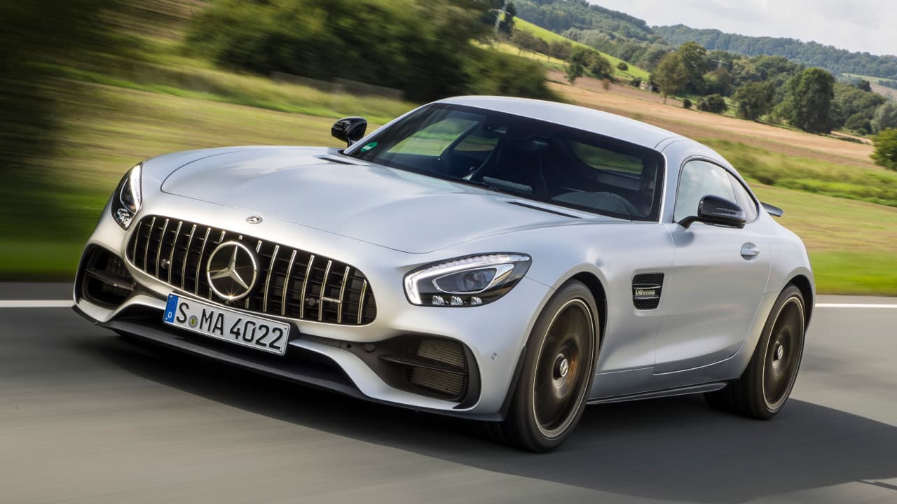 Silver Mercedes-AMG GT Exterior Front Driving