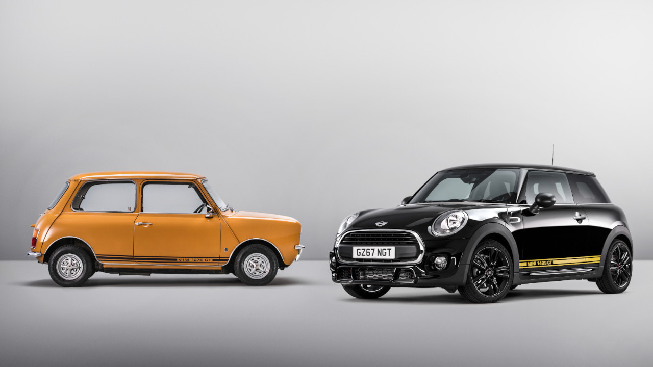 Yellow MINI 1275 GT and Black MINI 1499 GT