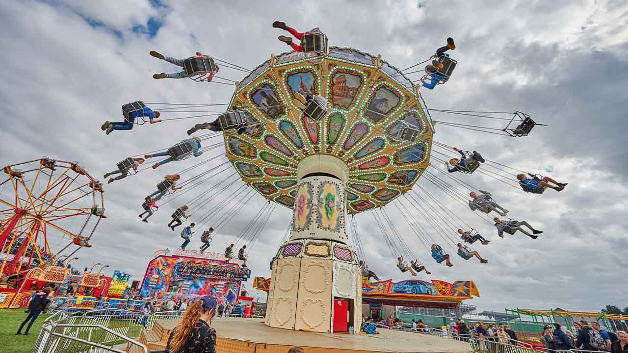 Silverstone Classic visitors enjoying one of the rides