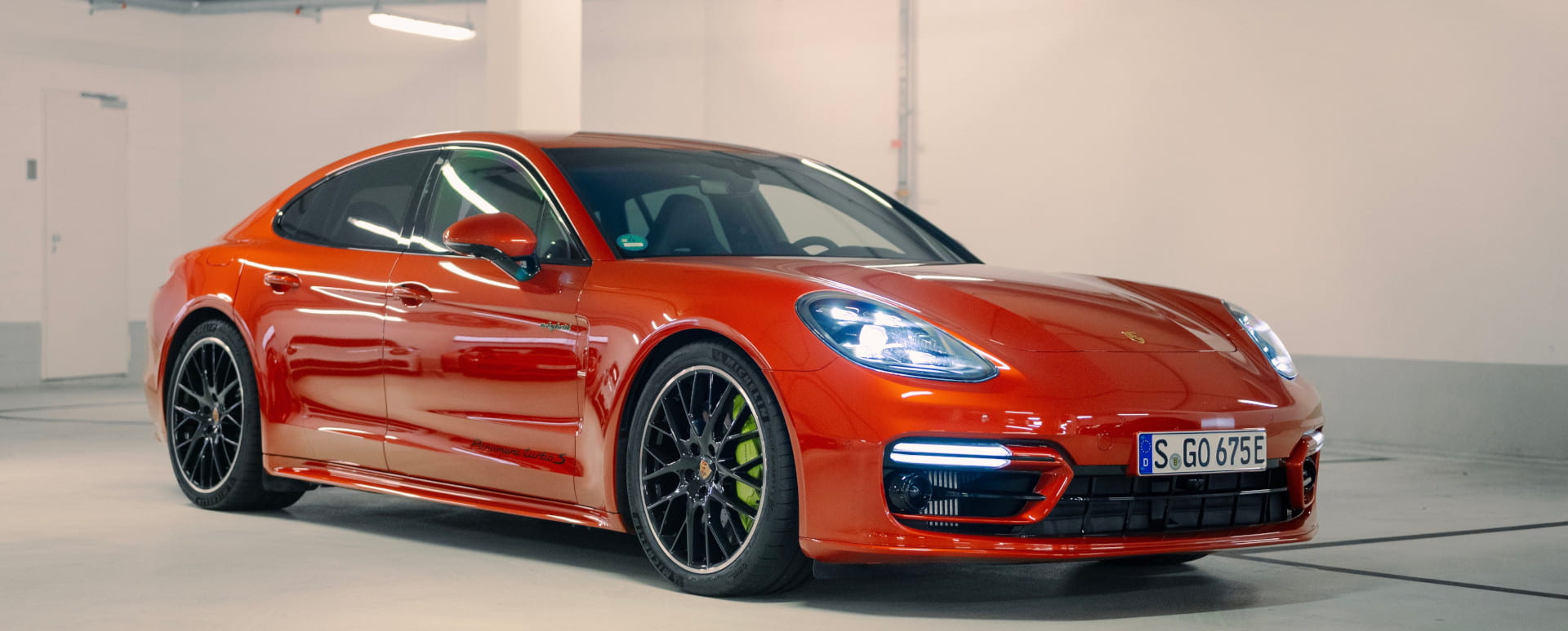 Orange Porsche Panamera Exterior Front Static