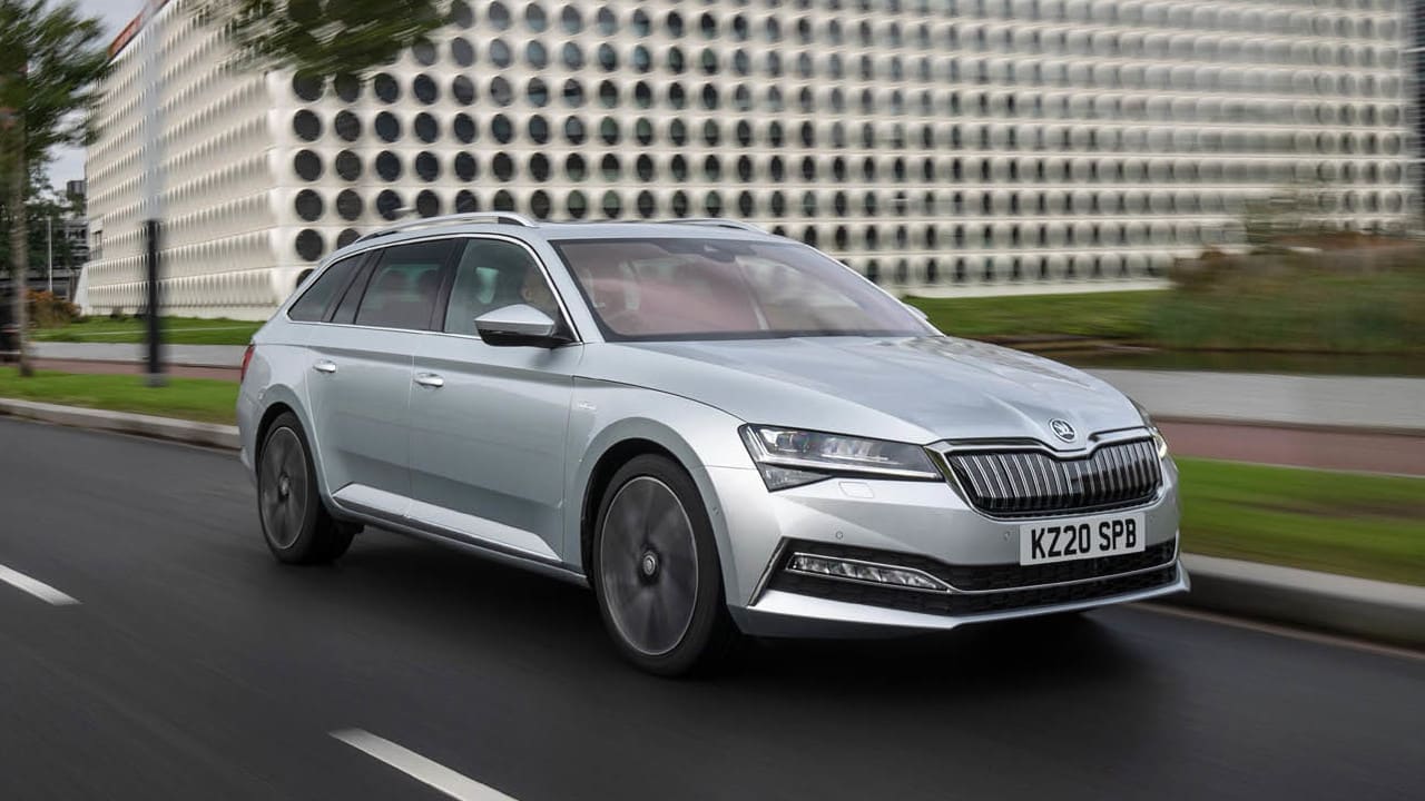Silver Skoda Superb iV Exterior Front Driving