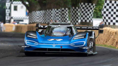 Blue Volkswagen ID R Exterior Driving