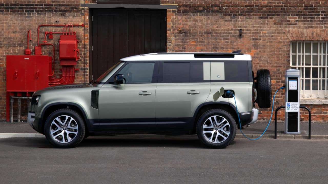 Land Rover Defender PHEV parked and charging