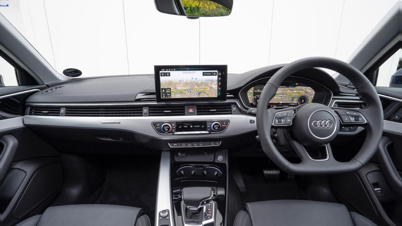 Inside the cabin of an Audi A4