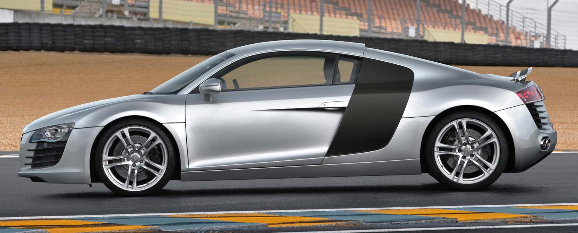 Audi R8 in Silver on Track Parked