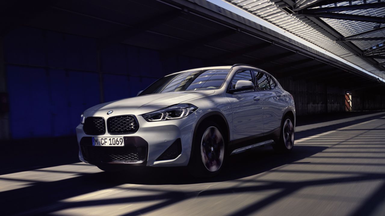 BMW X2 driving through a tunnel