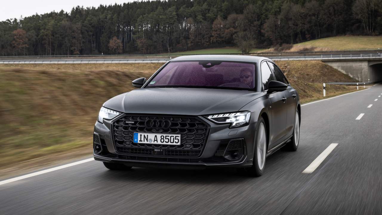 Black Audi A8 Exterior Front Driving