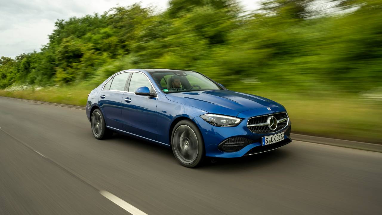 Blue Mercedes-Benz C-Class Exterior Front Driving