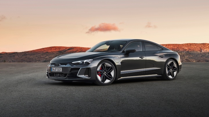 Grey Audi RS e-tron GT Exterior Front Static