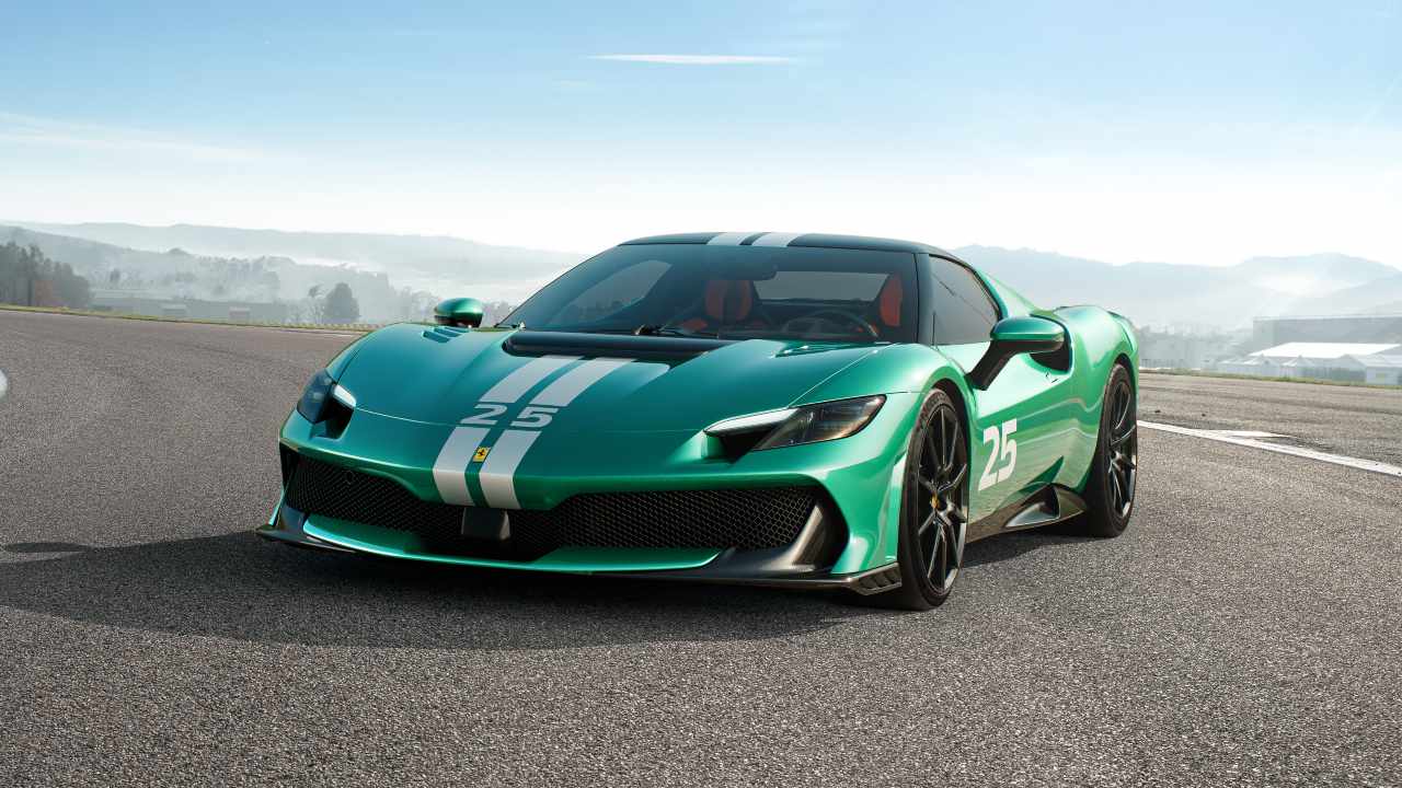 Green Ferrari 296 Speciale Exterior Front Static