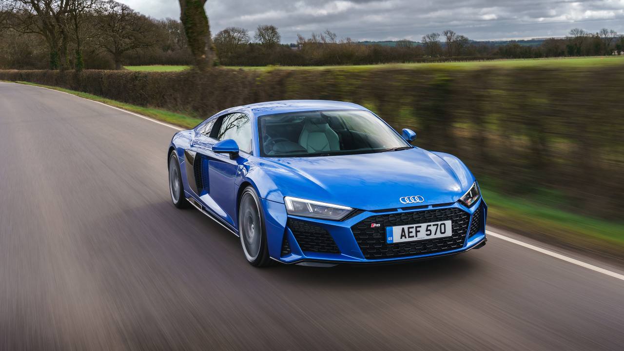 Blue Audi R8 Exterior Front Driving