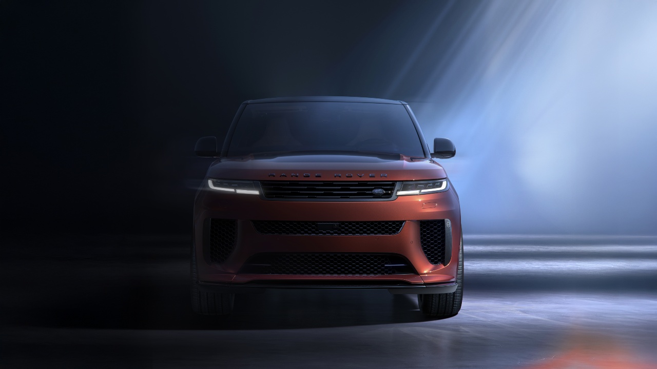 Range Rover Sport SV in copper finish under studio lighting from the front