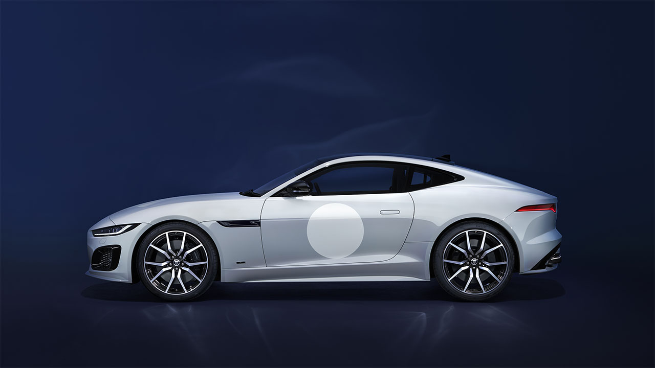 White Jaguar F-TYPE Exterior Side Static in Studio
