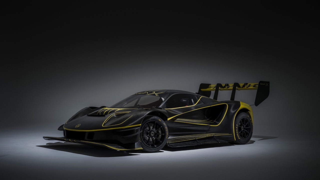 Lotus Evija X electric hypercar front view highlighting aggressive aerodynamics and large rear wing