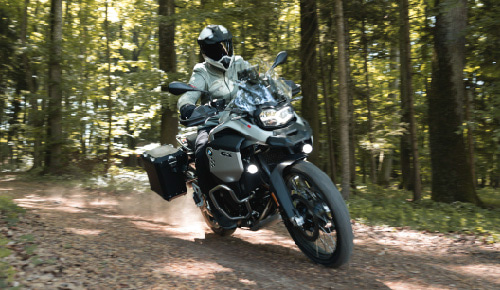 Motorcyclist Riding BMW Motorrad F 900 GSA Off-Road