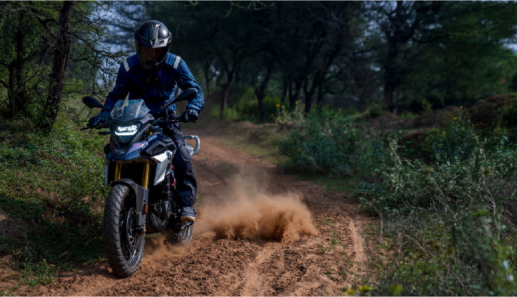 Motorcyclist Riding BMW Motorrad G 310 GS Off-Road