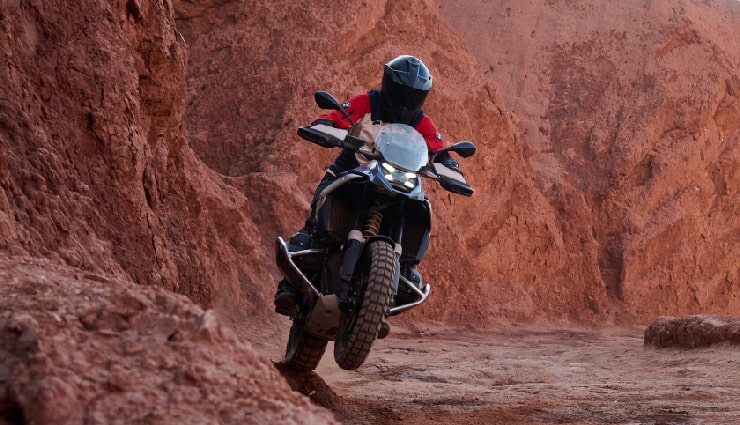 Motorcyclist Riding BMW Motorrad R 1300 GS Off-Road