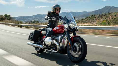 Motorcyclist Riding BMW R 18 Classic