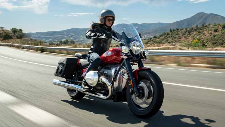 Motorcyclist Riding BMW R 18 Classic