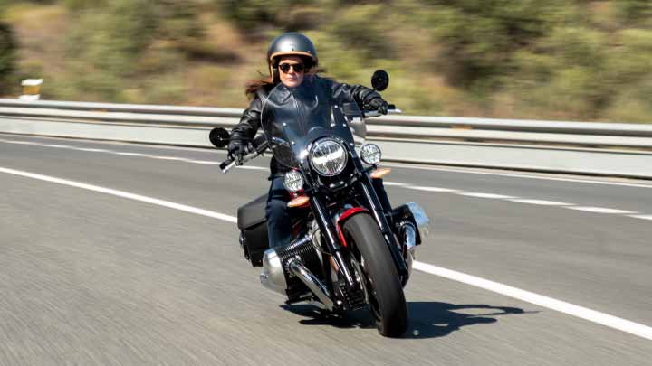 Motorcyclist Riding BMW R 18 Classic