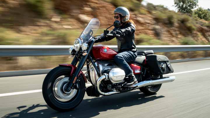 Motorcyclist Riding BMW R 18 Classic