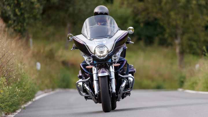 Motorcyclist Riding Black BMW R 18 Transcontinental