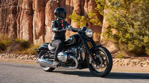 Motorcyclist Riding Black BMW R 18