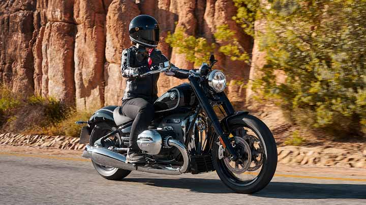 Motorcyclist Riding Black BMW R 18