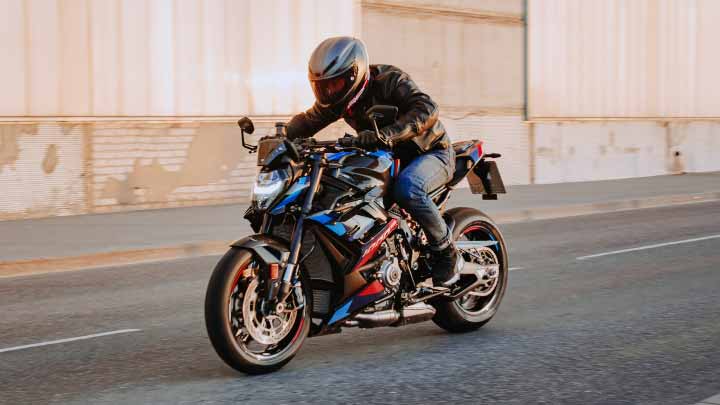 Motorcyclist Riding BMW M 100 R