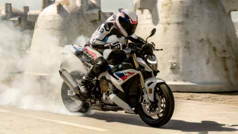 Motorcyclist Riding BMW S 1000 R