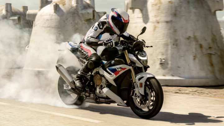 Motorcyclist Riding BMW S 1000 R