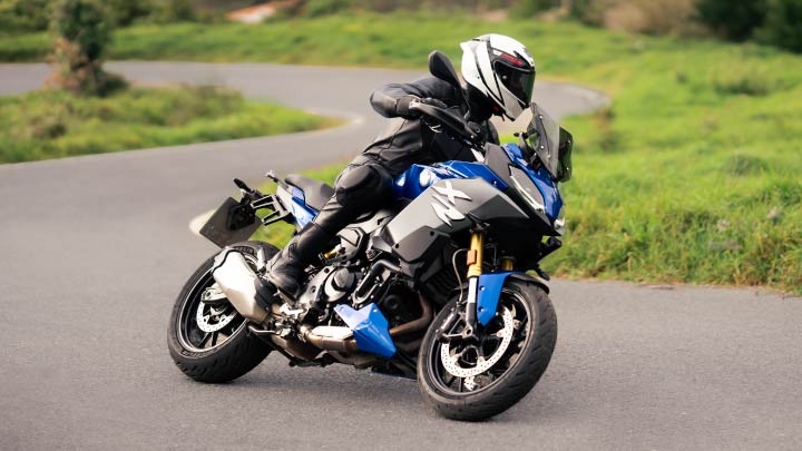 Motorcyclist Riding Blue BMW F 900 XR