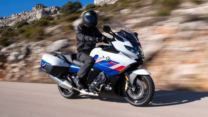 Motorcyclist Riding K 1600 GT On Road