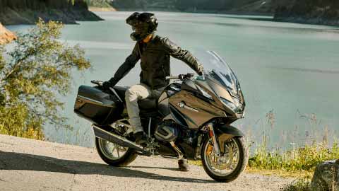 Motorcyclist Riding R 1250 RT On Road