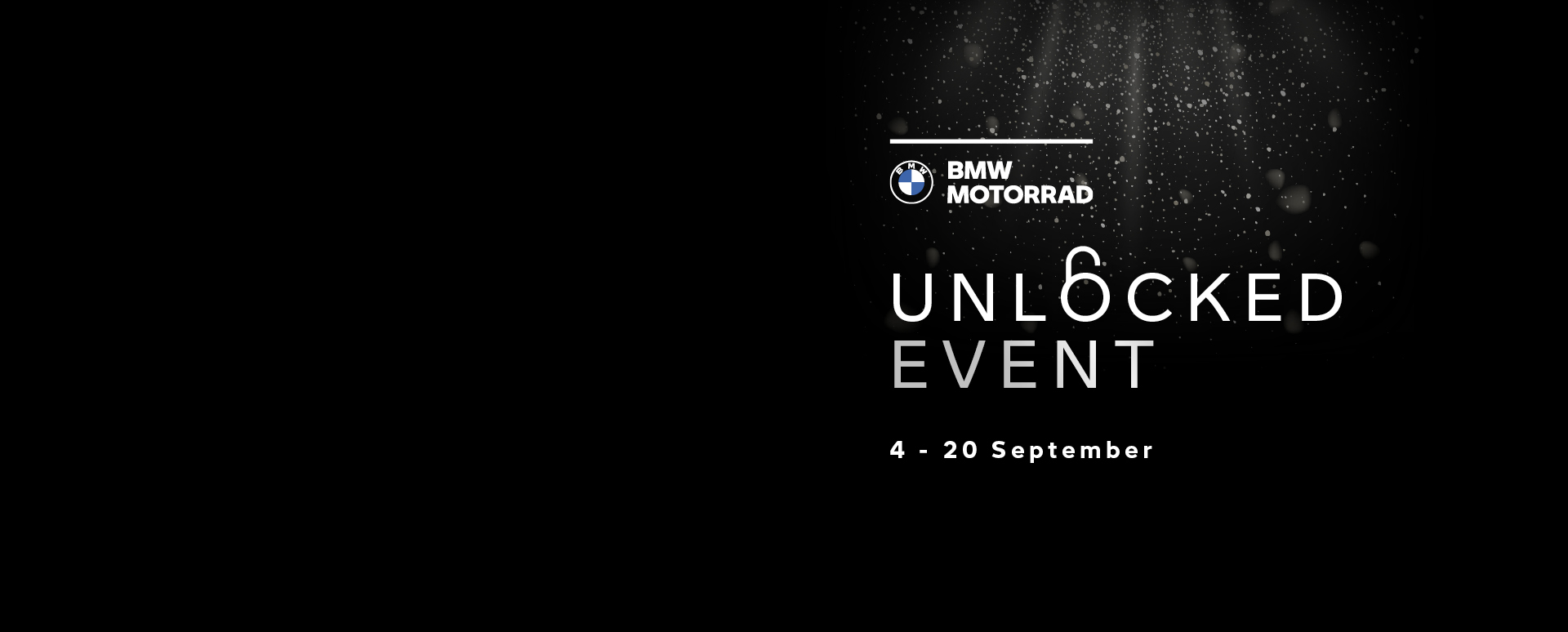 New BMW Motorrad registration event. Promotional text asset.