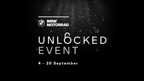 New BMW Motorrad registration event. Promotional text asset.