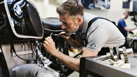 Technician Servicing BMW Motorrad Bike