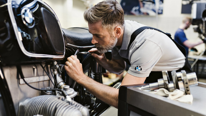 Technician Servicing BMW Motorrad Bike