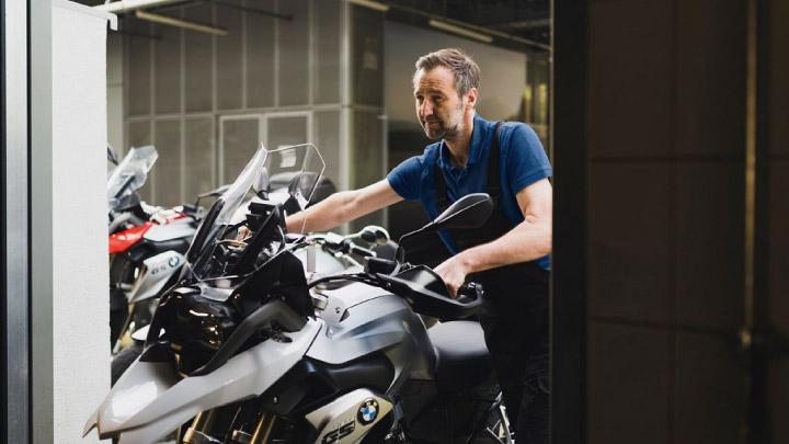 Technician Servicing BMW Motorrad Bike