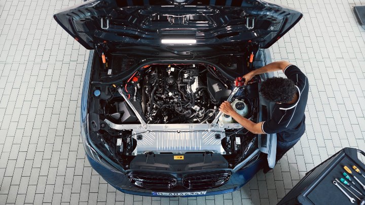 BMW Open Engine Bay from Above