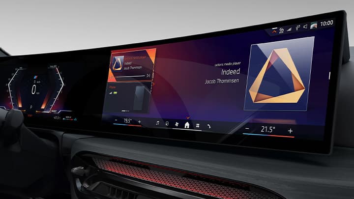 Close up shot of the iDrive infotainment display in a BMW 3 Series