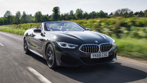 BMW 8 Series M Sport Exterior Front Driving on Country Road
