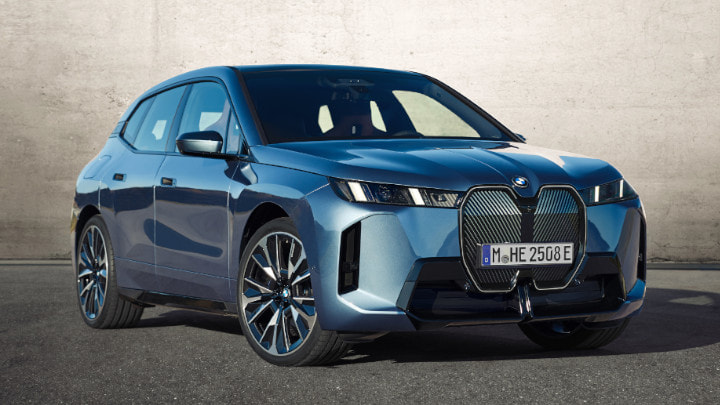 BMW iX Static Front Angle in Blue