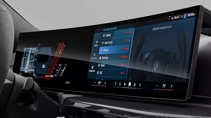 Close up of a BMW M2 Coupes iDrive infotainment system