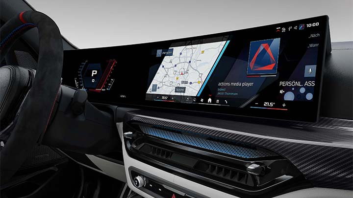 Close up of a BMW M3 Touring's infotainment display