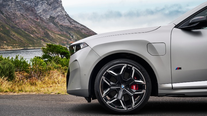 Silver BMW X5 front side close