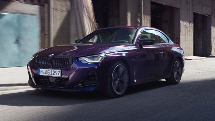 BMW 2 Series Coupe in Purple Driving